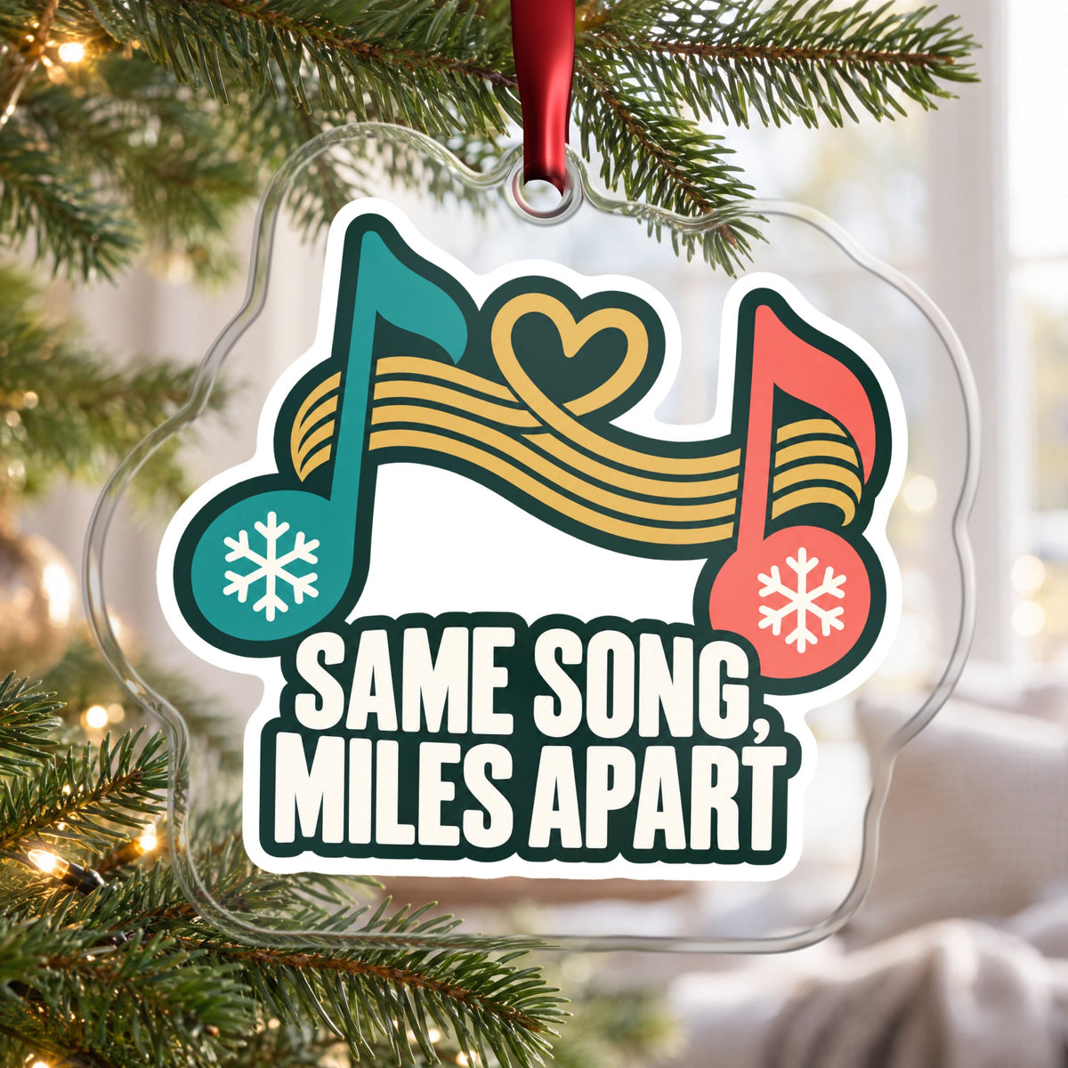 Same Song, Miles Apart Long Distance Christmas Ornament