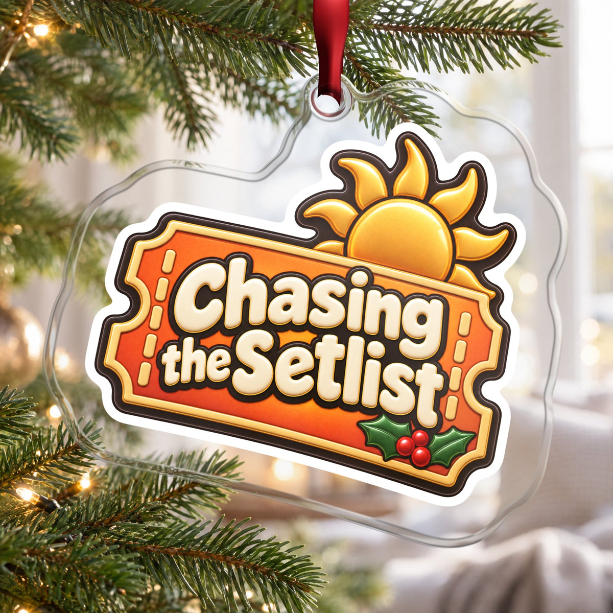 Chasing the Setlist Festival Ticket Christmas Ornament