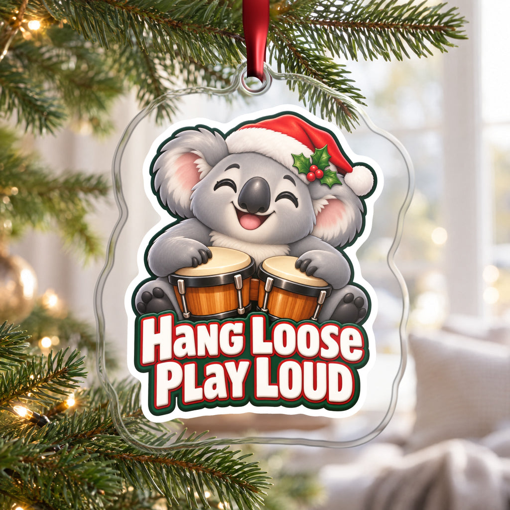 Hang Loose, Play Loud Koala Bongo Christmas Ornament
