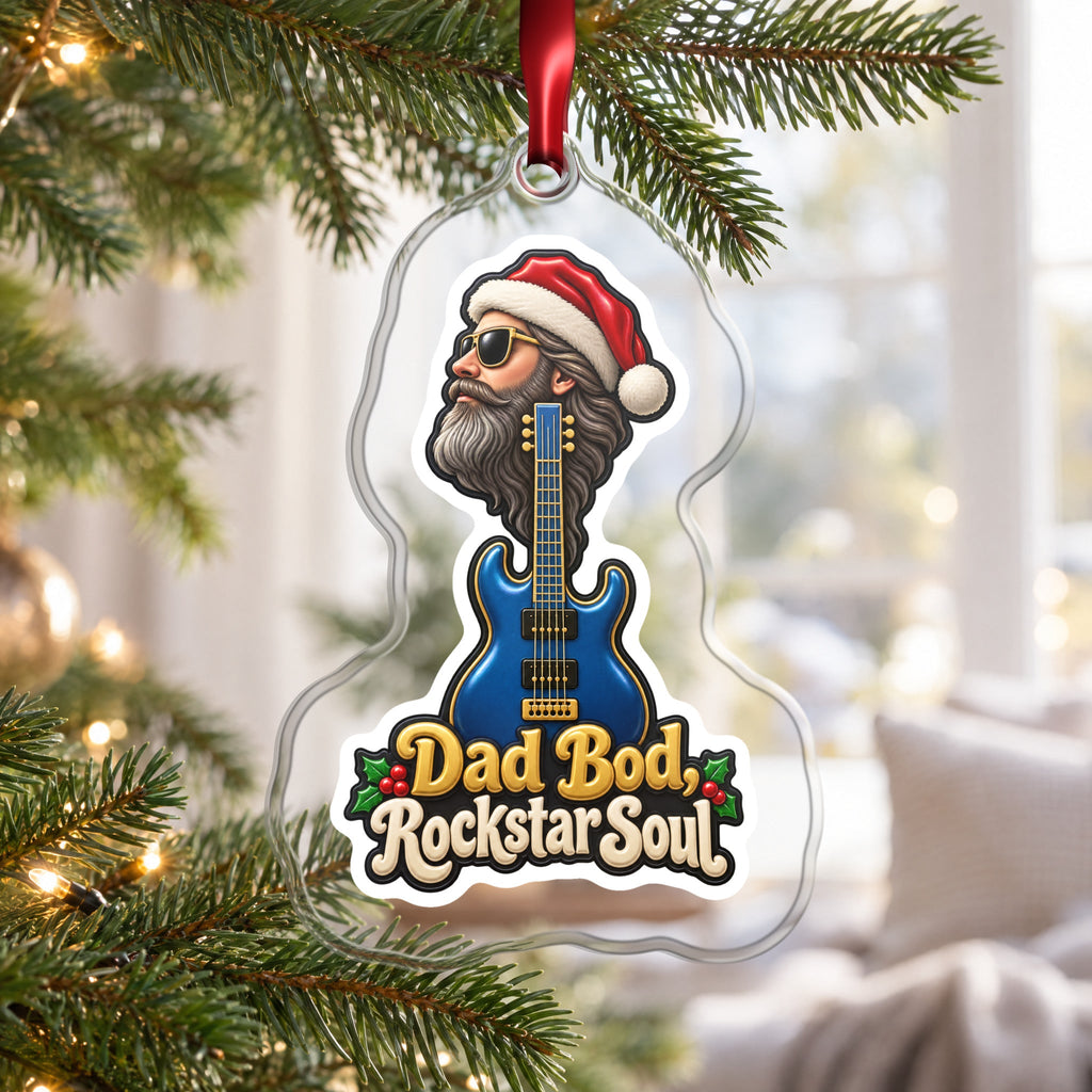 Dad Bod, Rockstar Soul Guitar Christmas Ornament