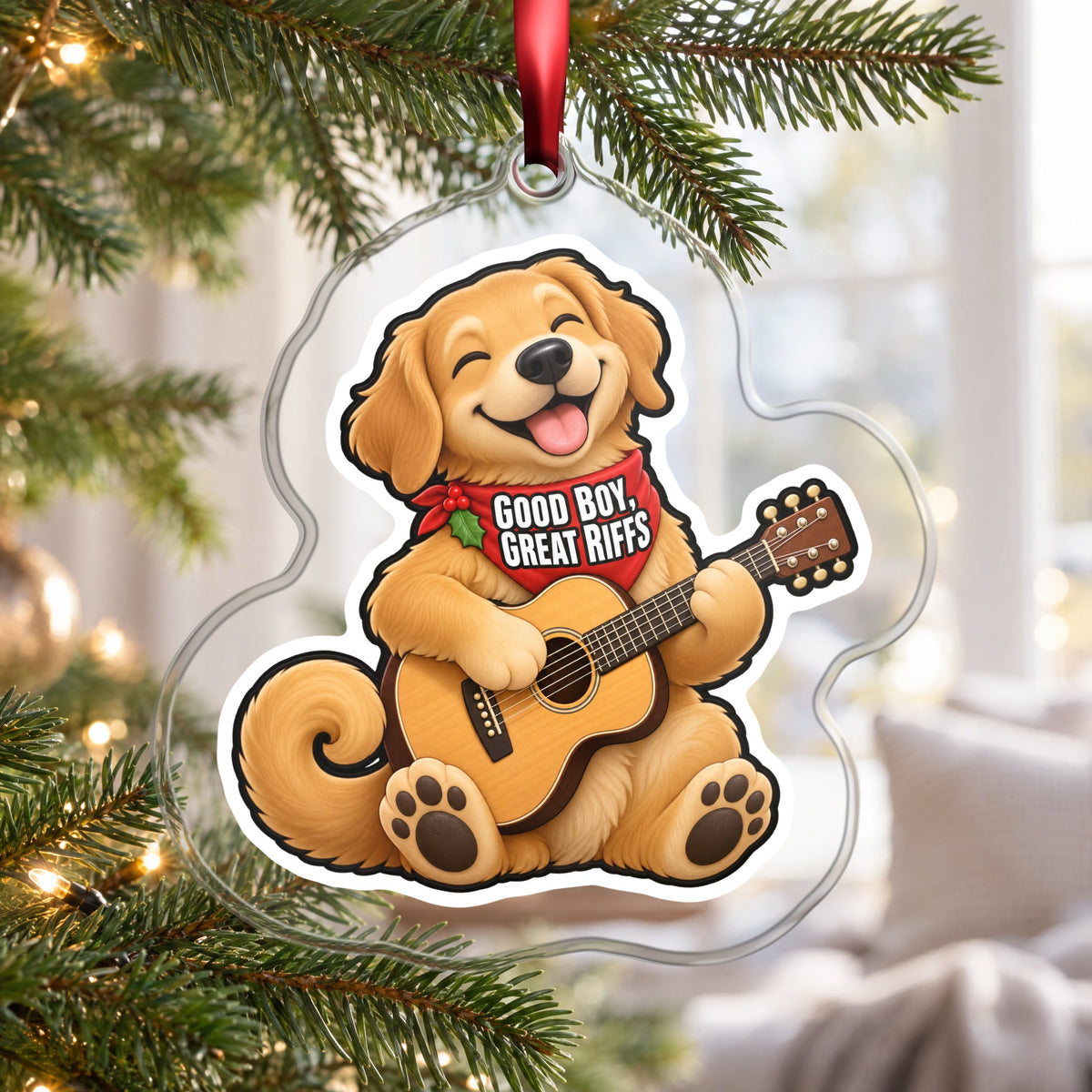 Good Boy, Great Riffs Dog Guitar Christmas Ornament