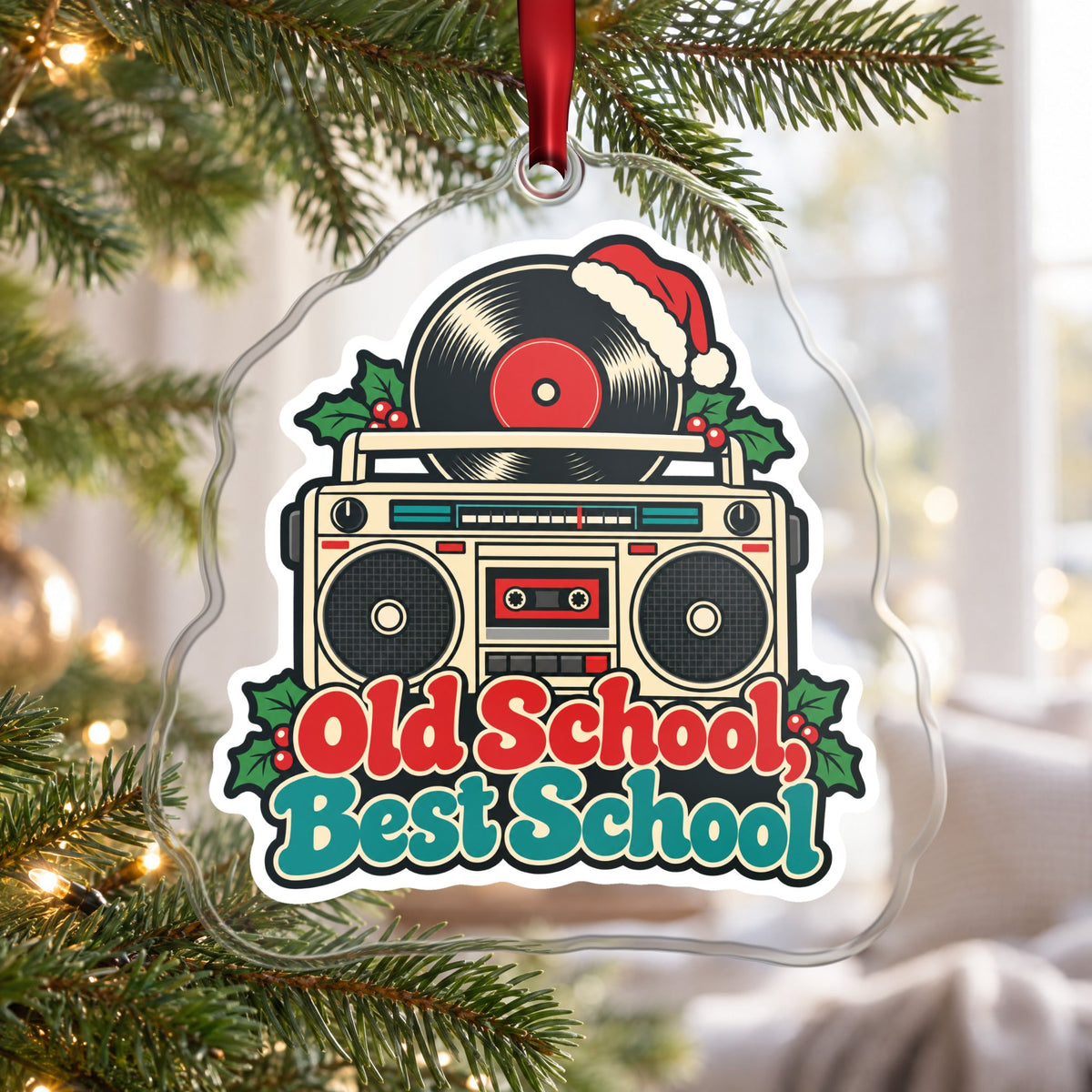 Old School, Best School Boombox Christmas Ornament