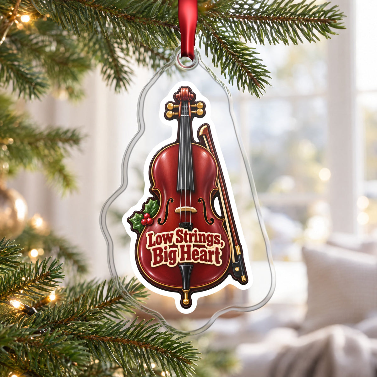 Low Strings, Big Heart Cello Christmas Ornament