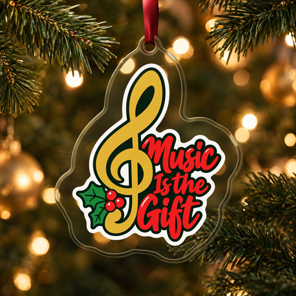 Music Is the Gift Treble Clef Christmas Ornament