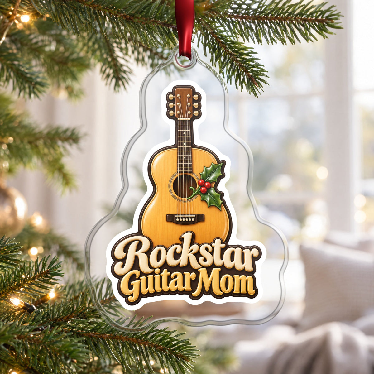 Rockstar Guitar Mom Christmas Ornament