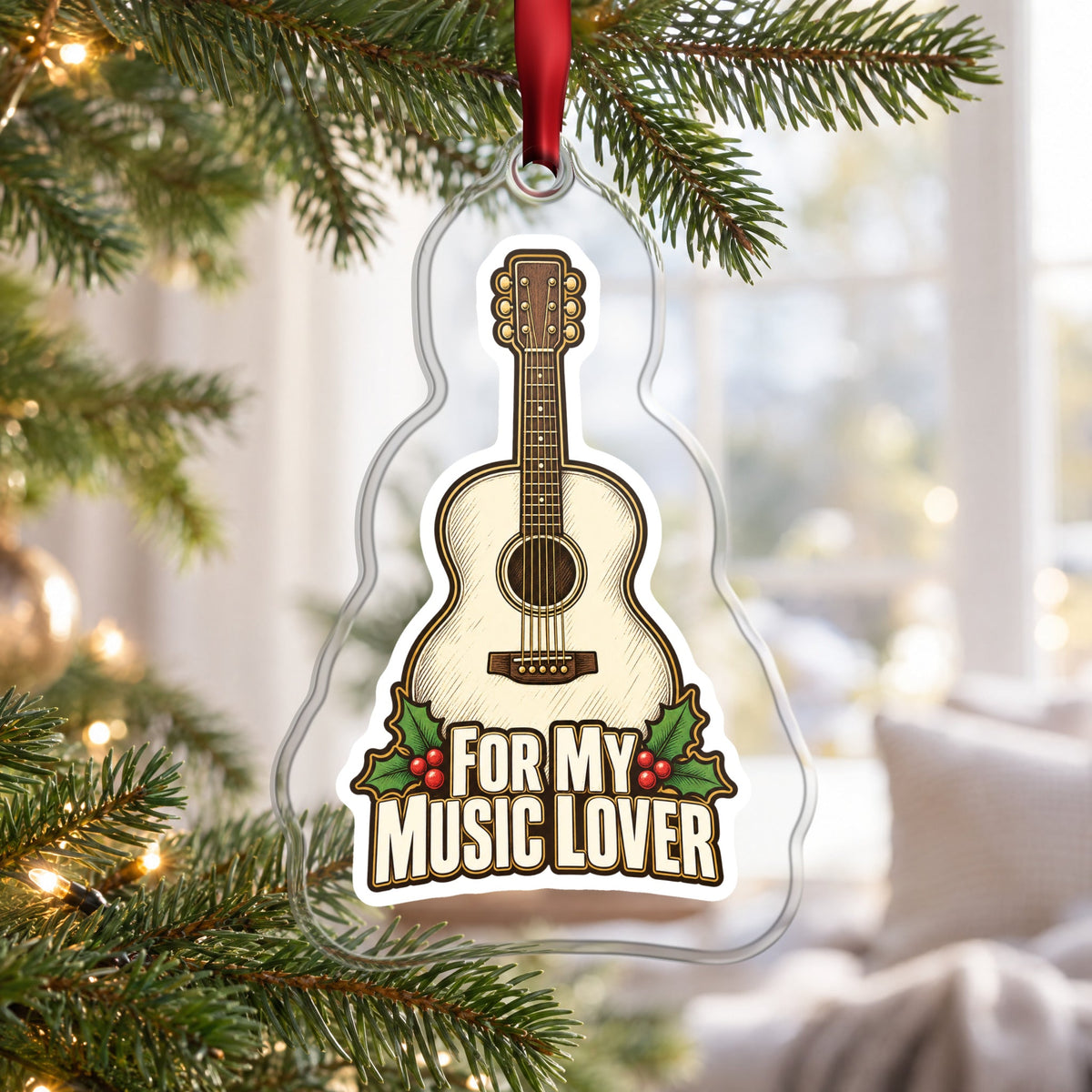 For My Music Lover Acoustic Guitar Christmas Ornament