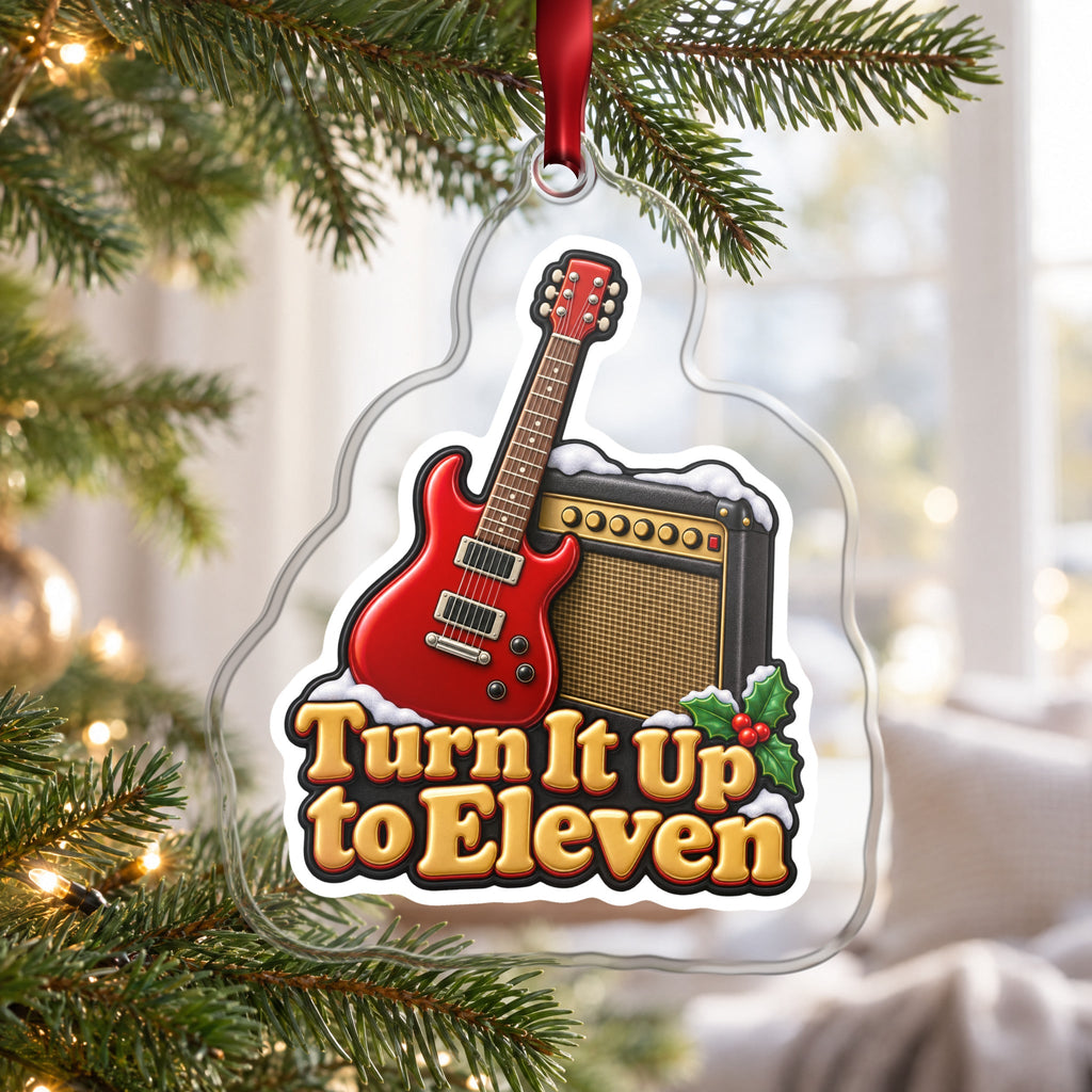 Turn It Up to Eleven Guitar and Amp Christmas Ornament