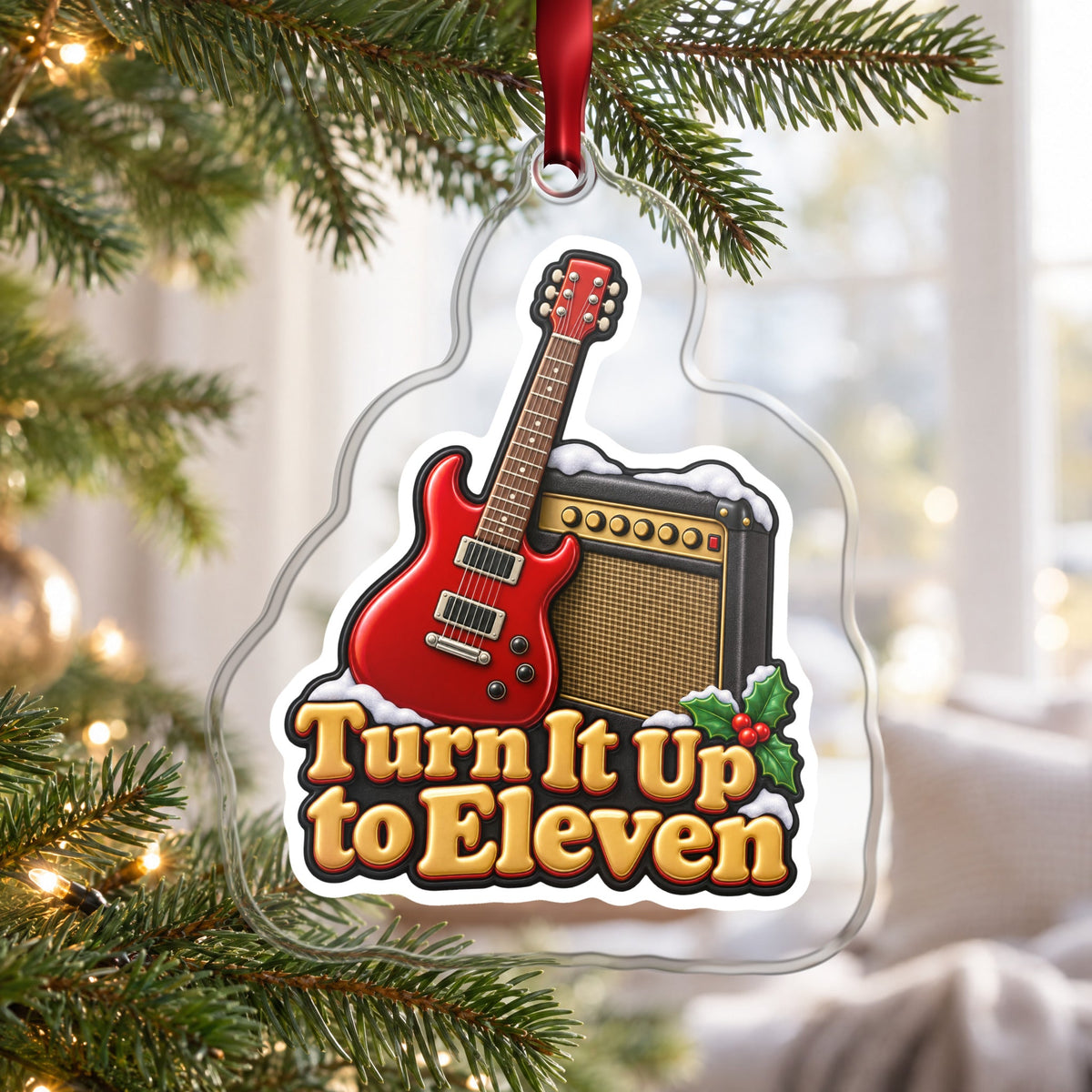 Turn It Up to Eleven Guitar and Amp Christmas Ornament