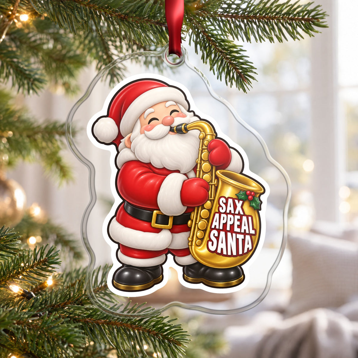 Sax Appeal Santa Saxophone Christmas Ornament
