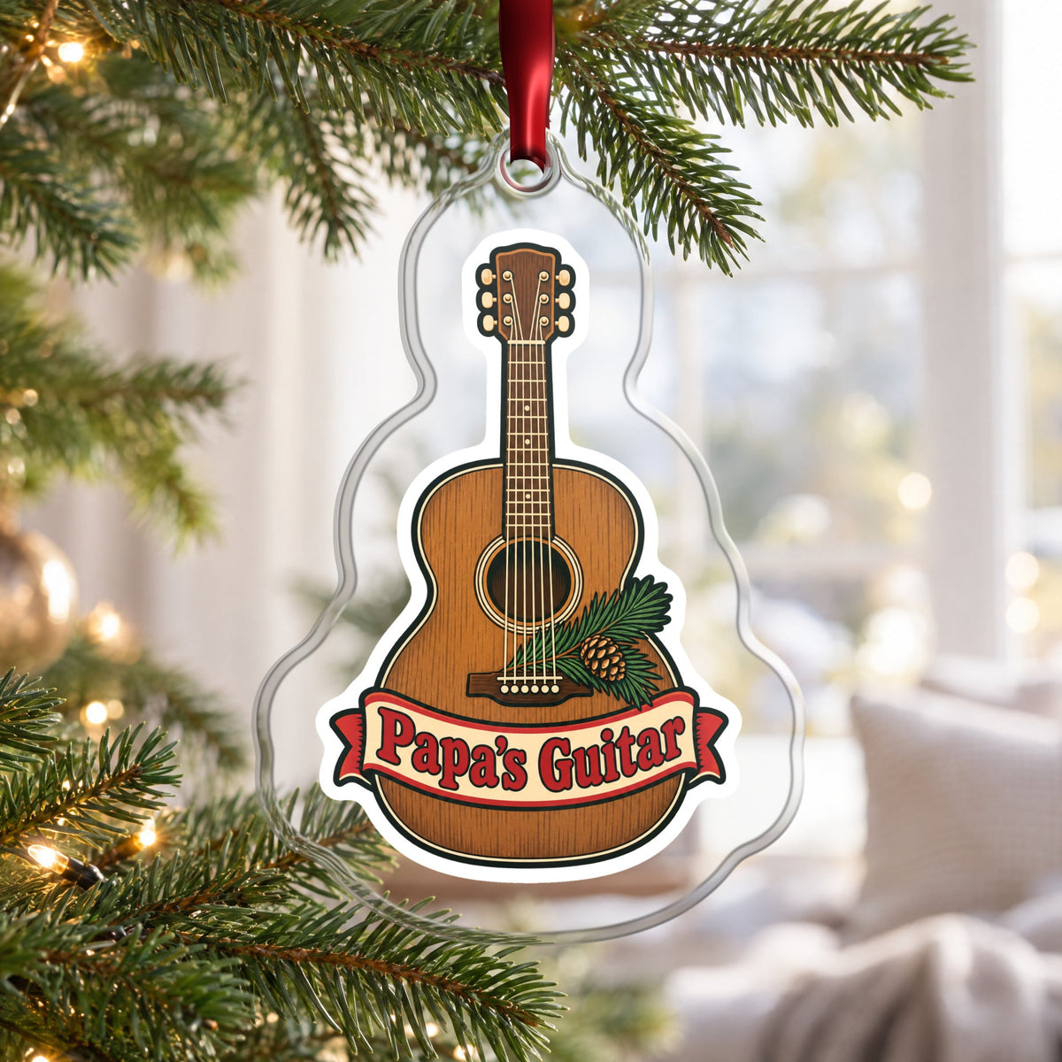 Papa's Guitar Christmas Ornament for Grandpa
