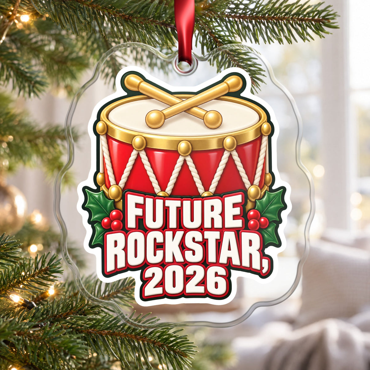 Future Rockstar 2026 Toy Drum Christmas Ornament