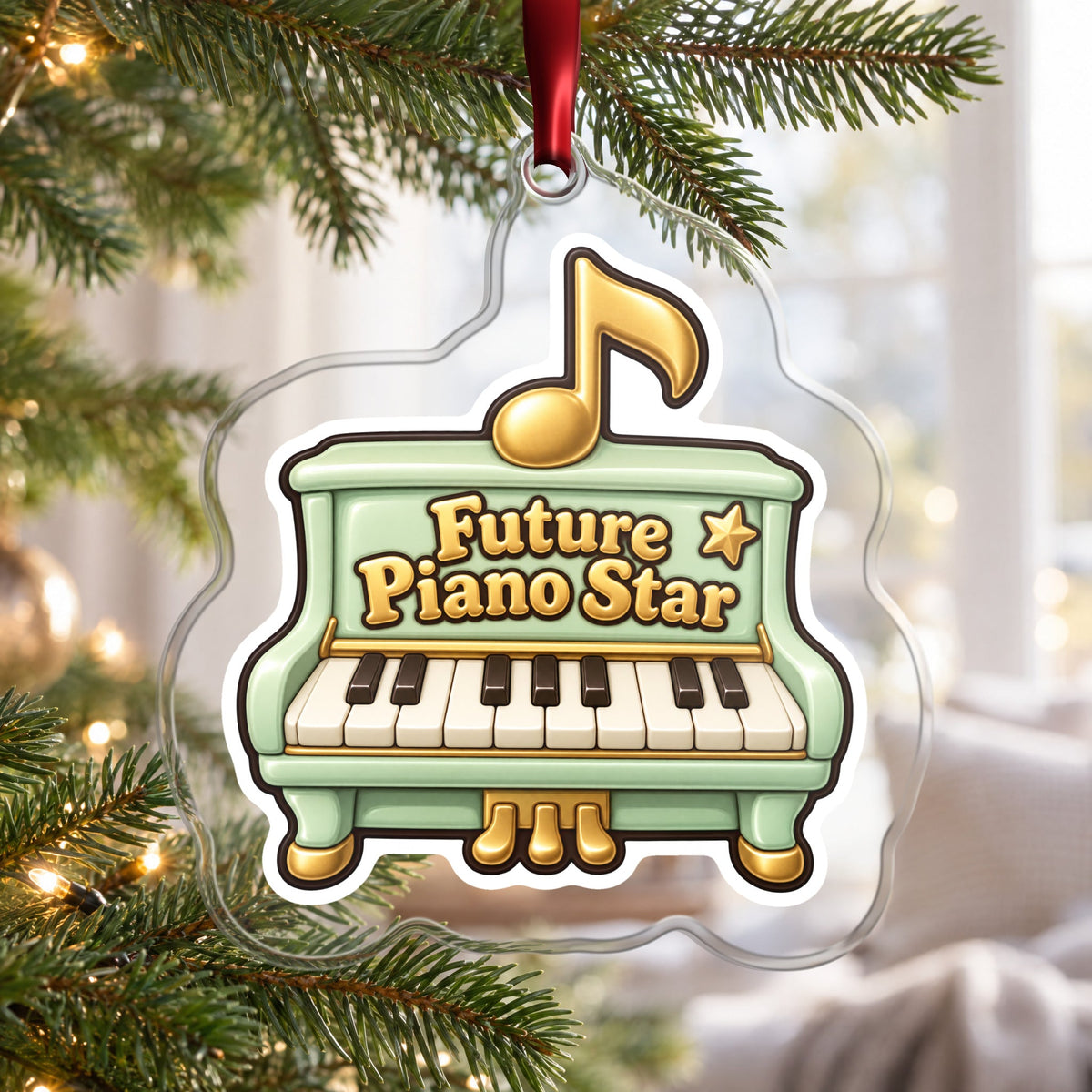 Future Piano Star Christmas Ornament