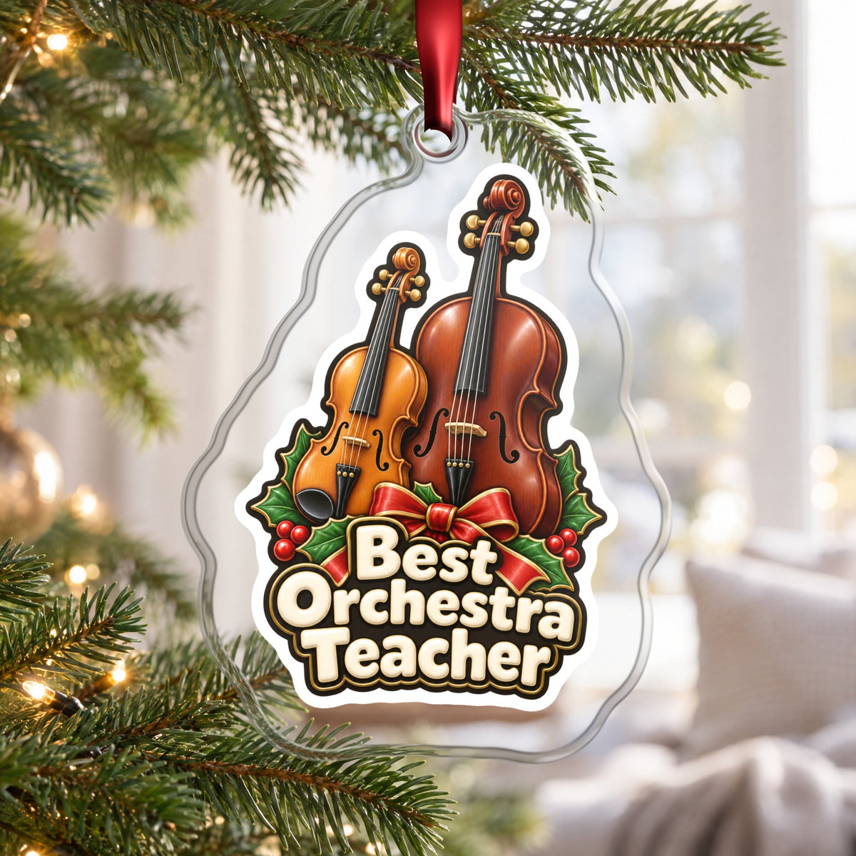Best Orchestra Teacher Christmas Ornament