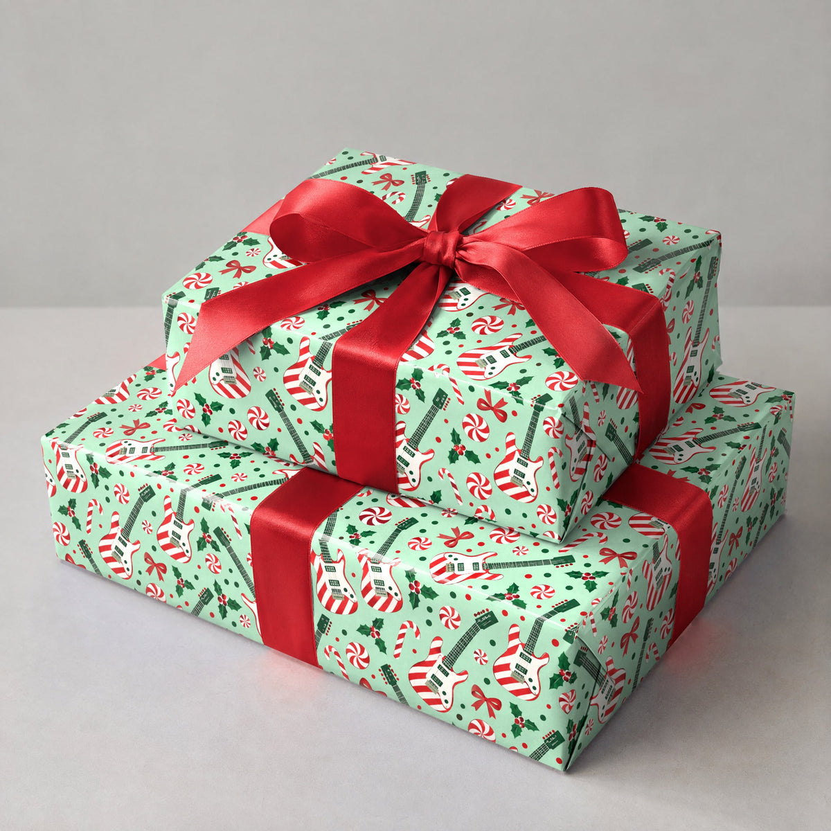 Candy Cane Guitars Wrapping Paper