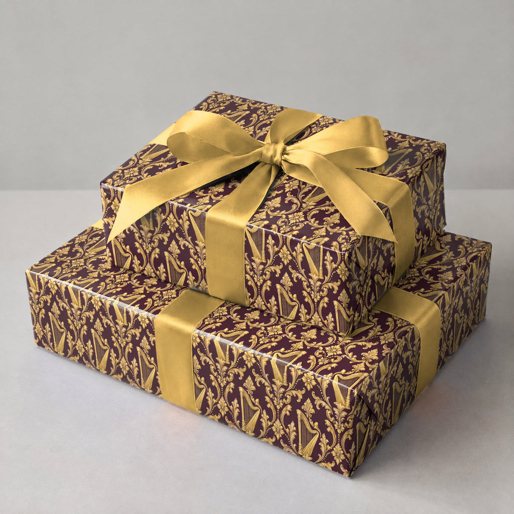 Plum Harp Brocade Wrapping Paper