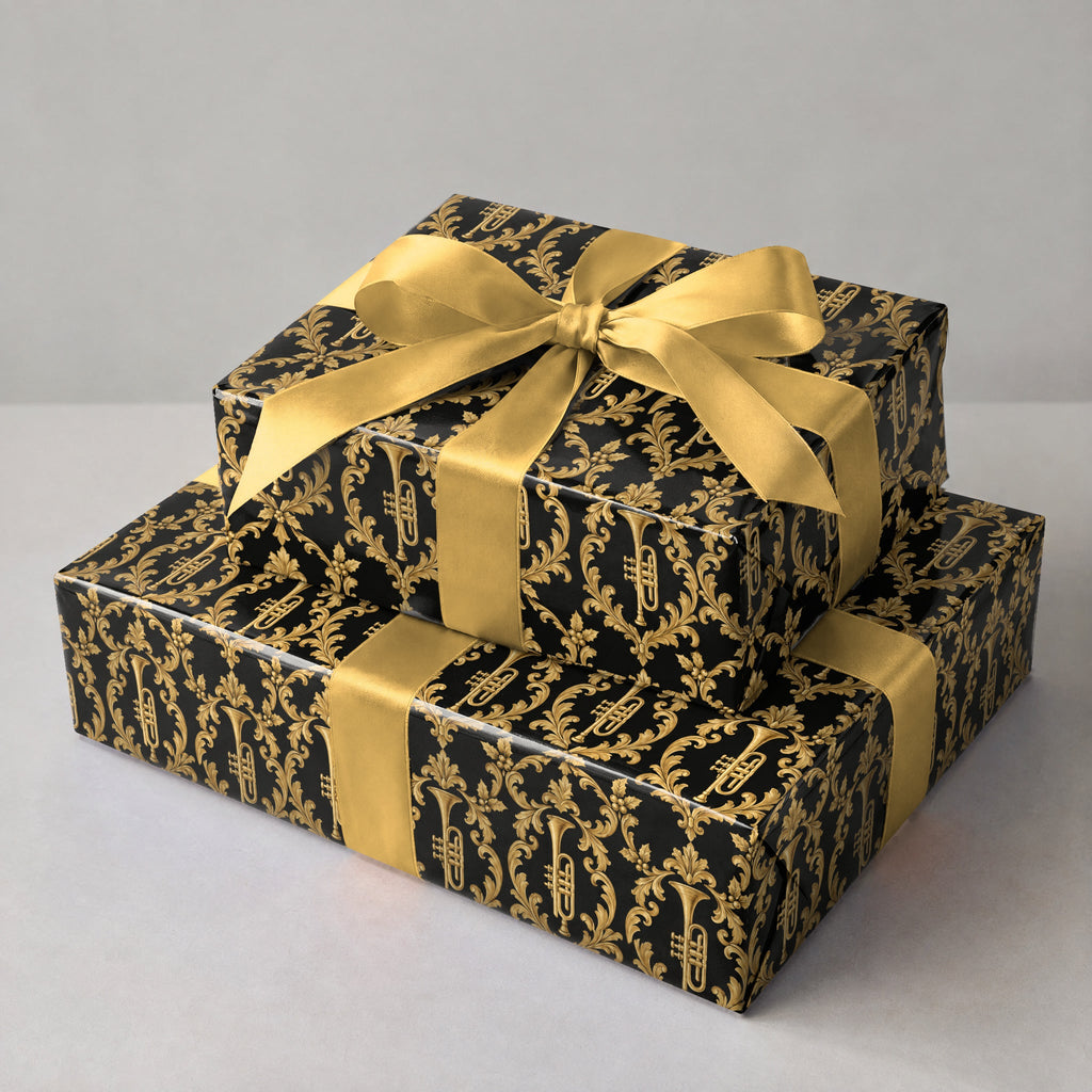 Obsidian Trumpet Damask Wrapping Paper