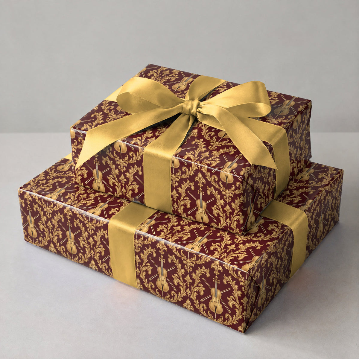 Crimson Cello Scrollwork Wrapping Paper