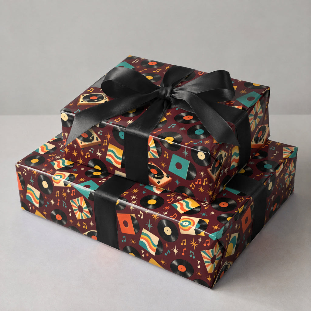 Vinyl Record Collage Wrapping Paper