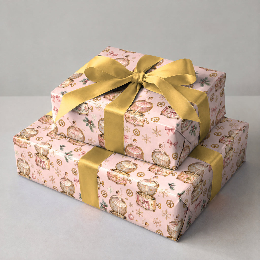 Music Box Ballerina Snow Wrapping Paper