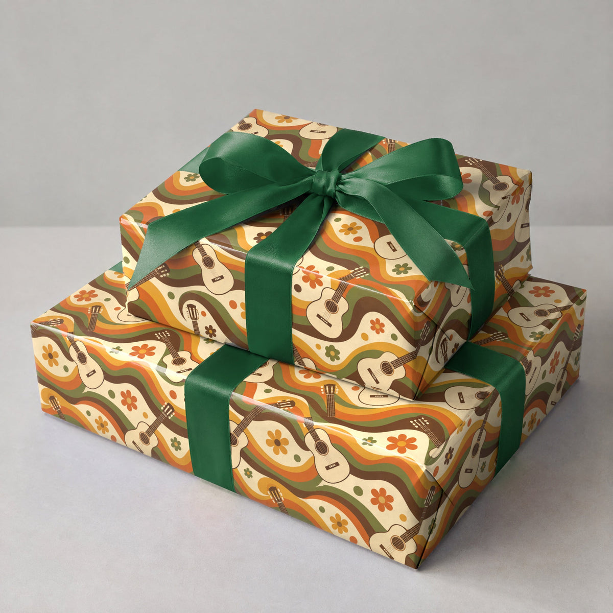 Groovy Guitar Waves Retro Wrapping Paper