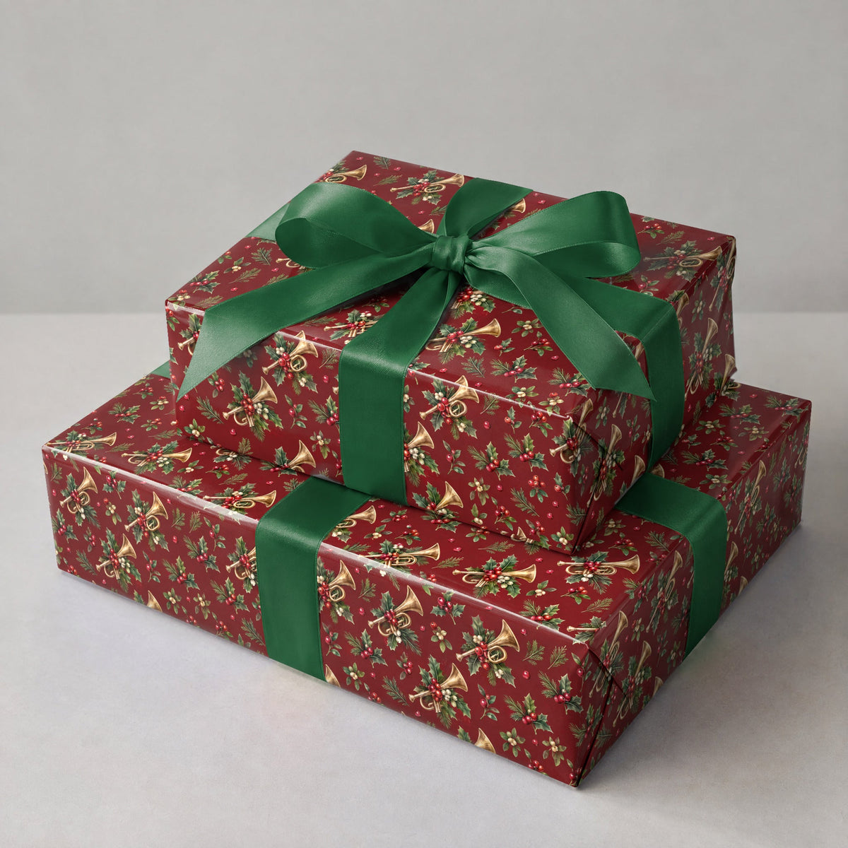 Cranberry Brass Sprig Wrapping Paper