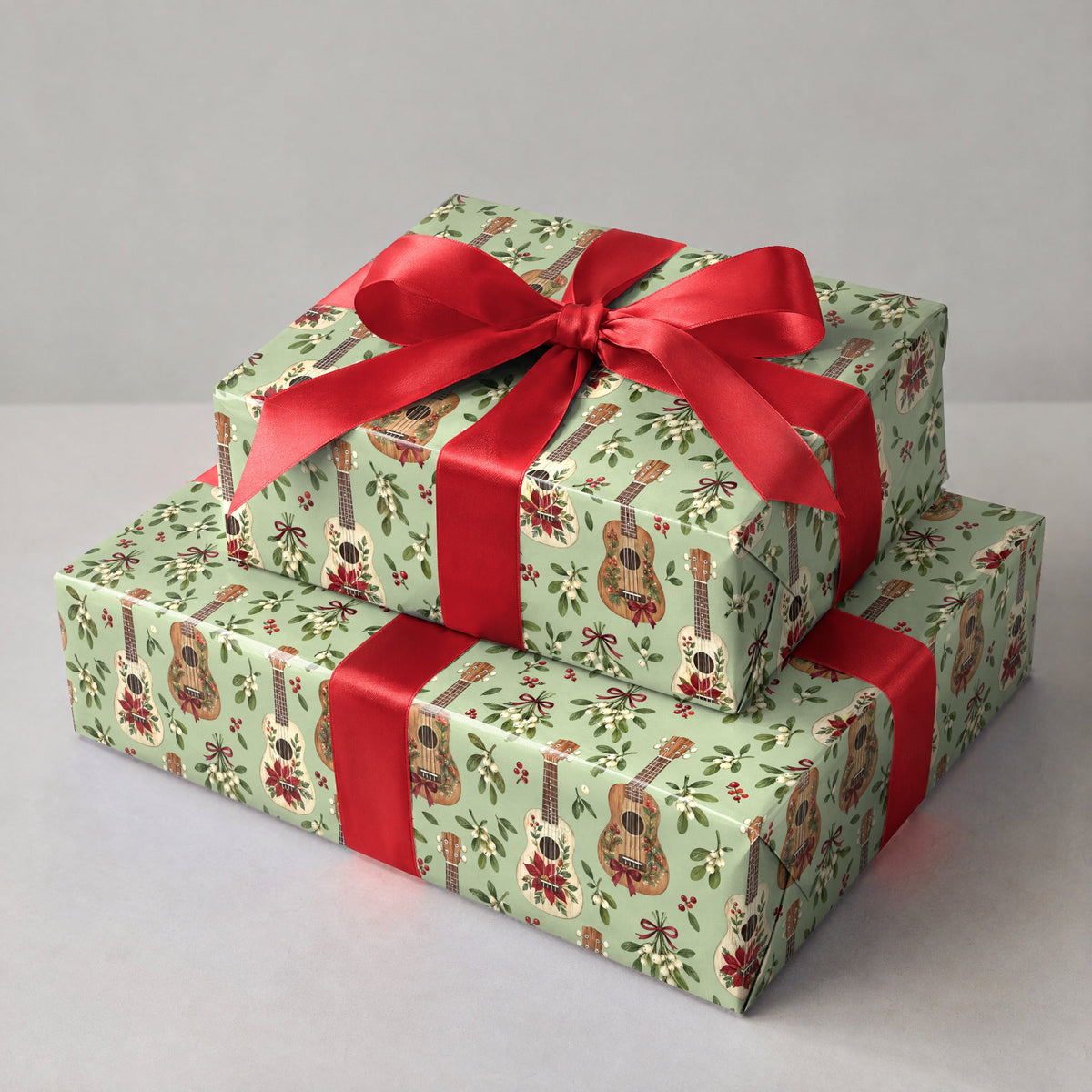 Ukulele Mistletoe Scatter Wrapping Paper