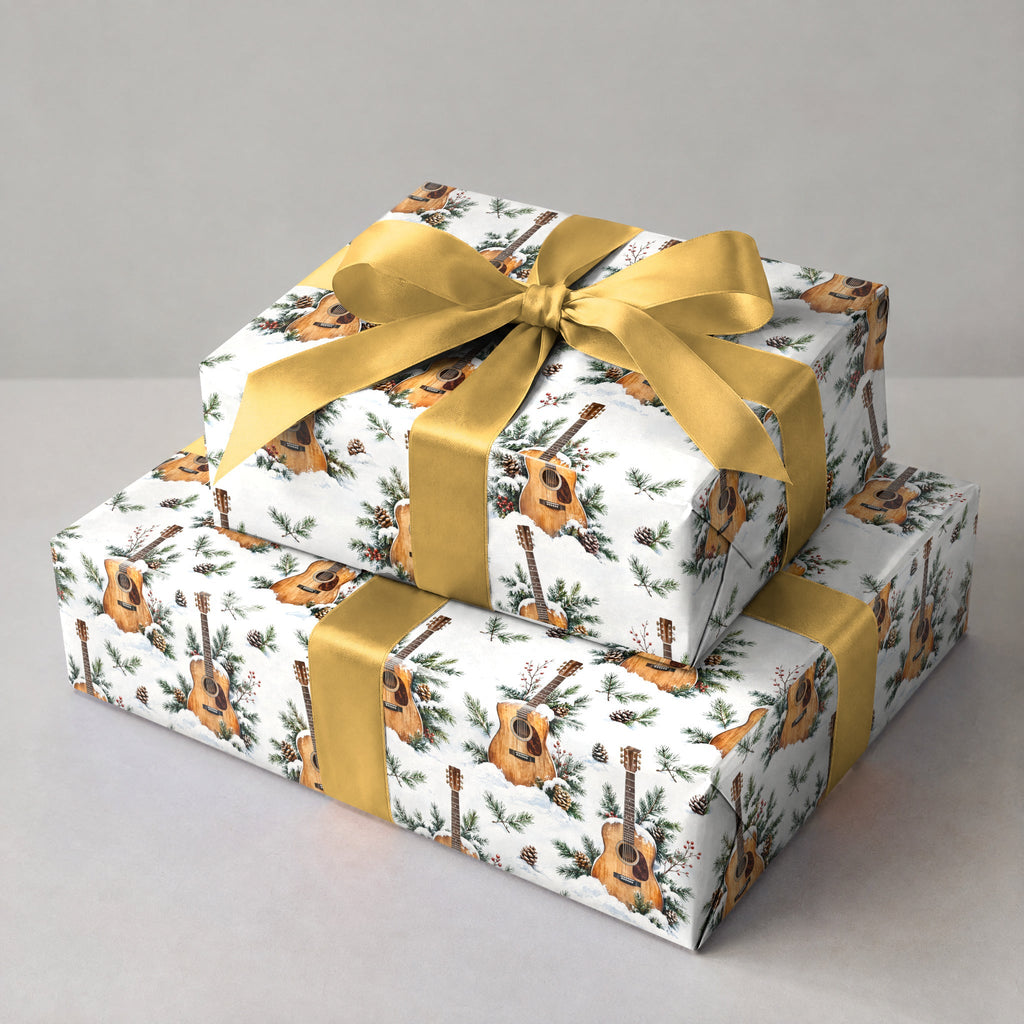 Acoustic Guitar Snowdrift Wrapping Paper