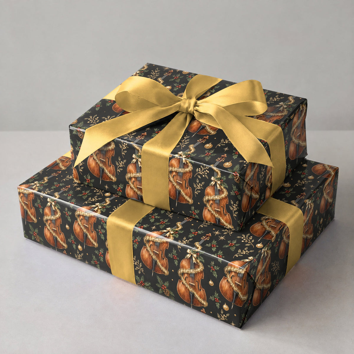 Upright Bass and Tinsel Wrapping Paper