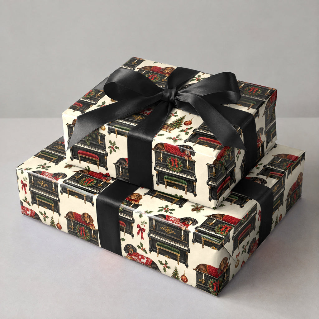 Dachshund Piano Christmas Wrapping Paper