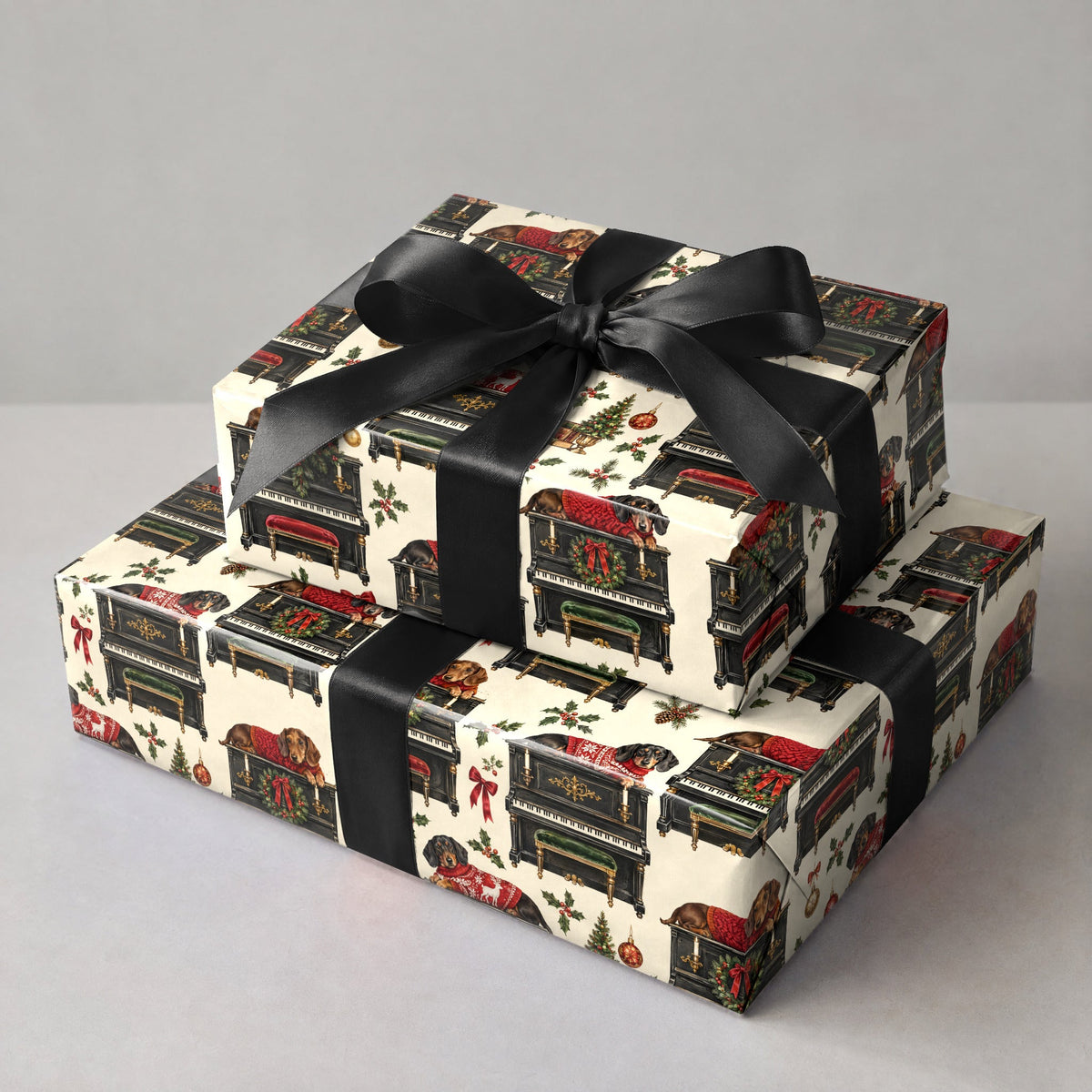 Dachshund Piano Christmas Wrapping Paper