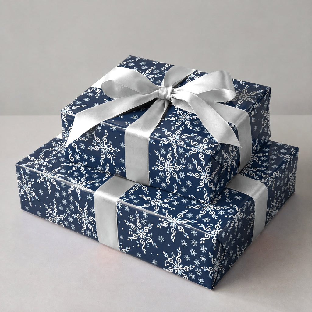Treble Clef Snowflakes Wrapping Paper