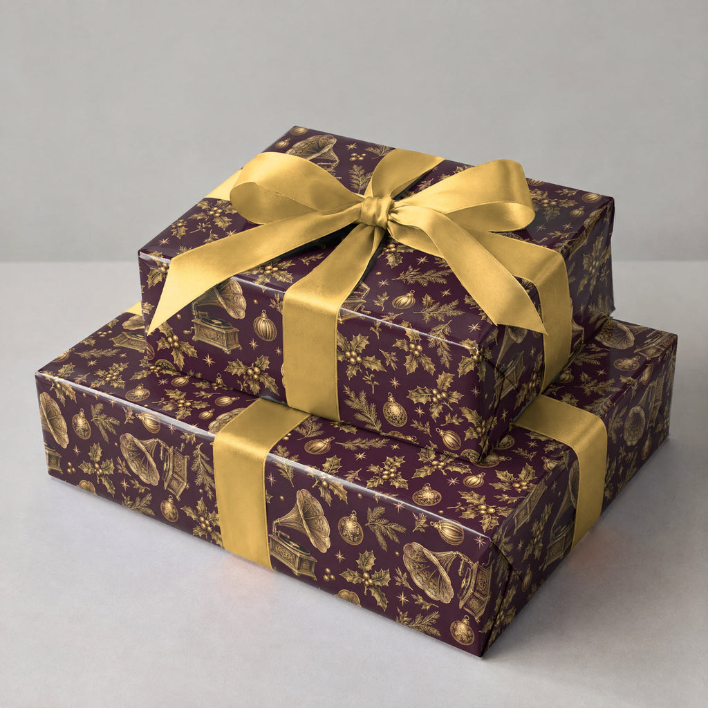 Golden Gramophone Victorian Wrapping Paper