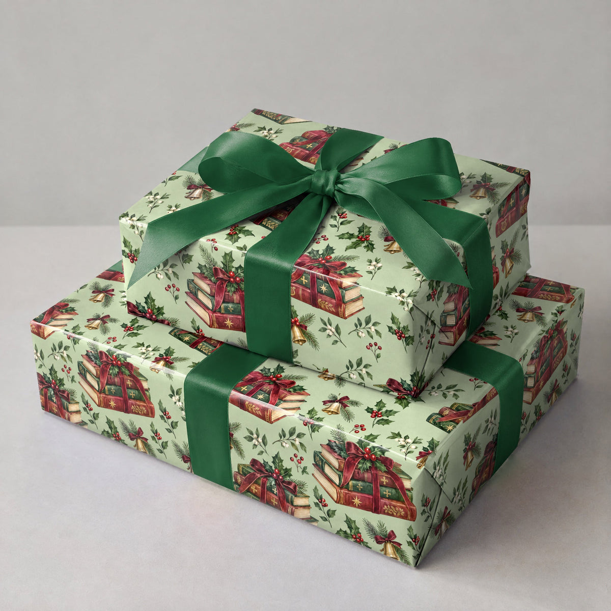 Carol Book Stack Wrapping Paper