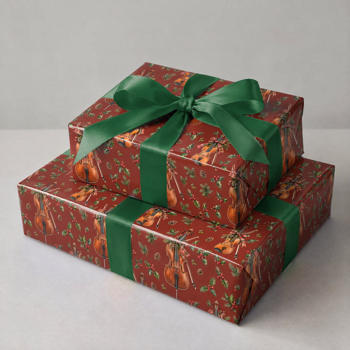 Fireside Fiddle Plaid Wrapping Paper