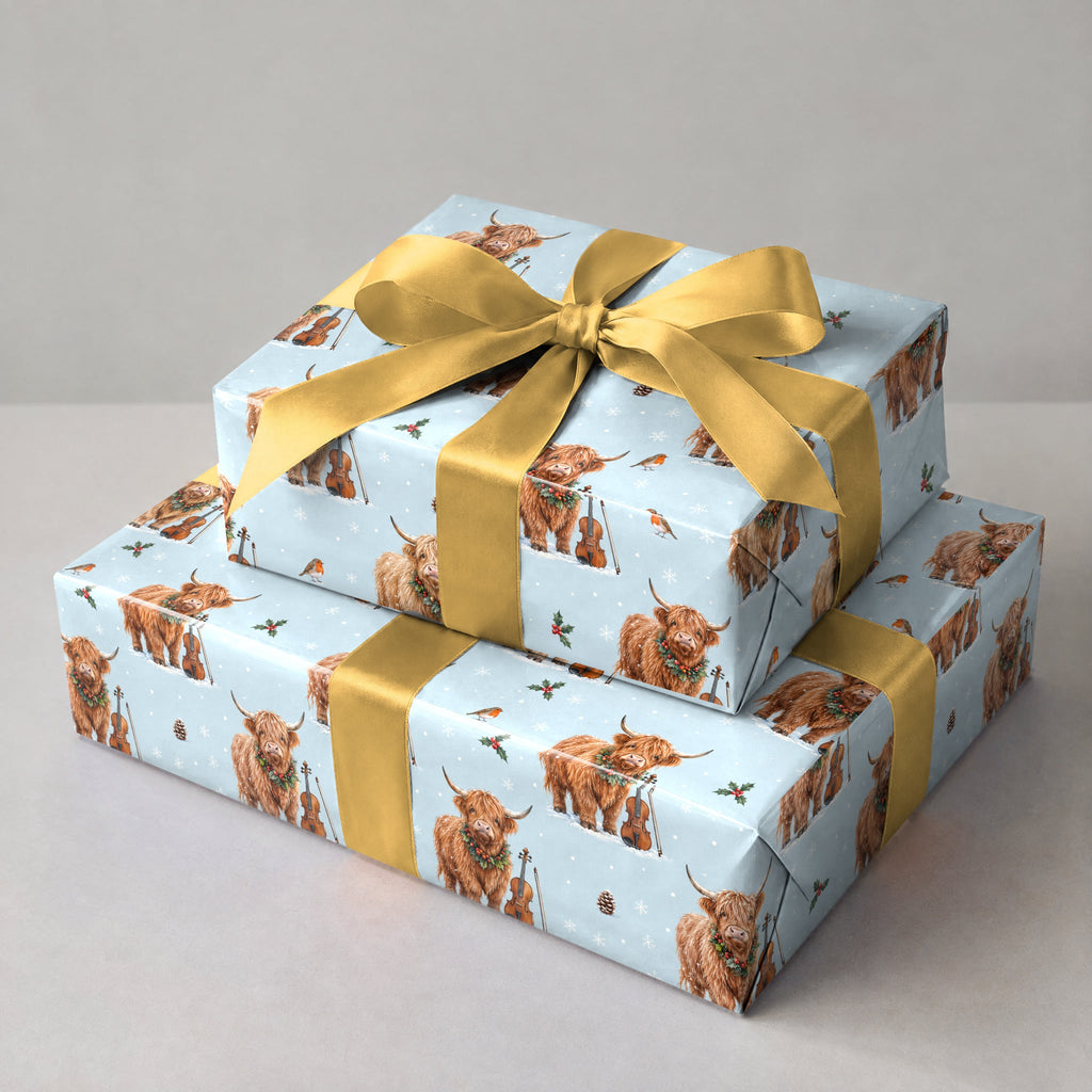Highland Cow Fiddle Christmas Wrapping Paper