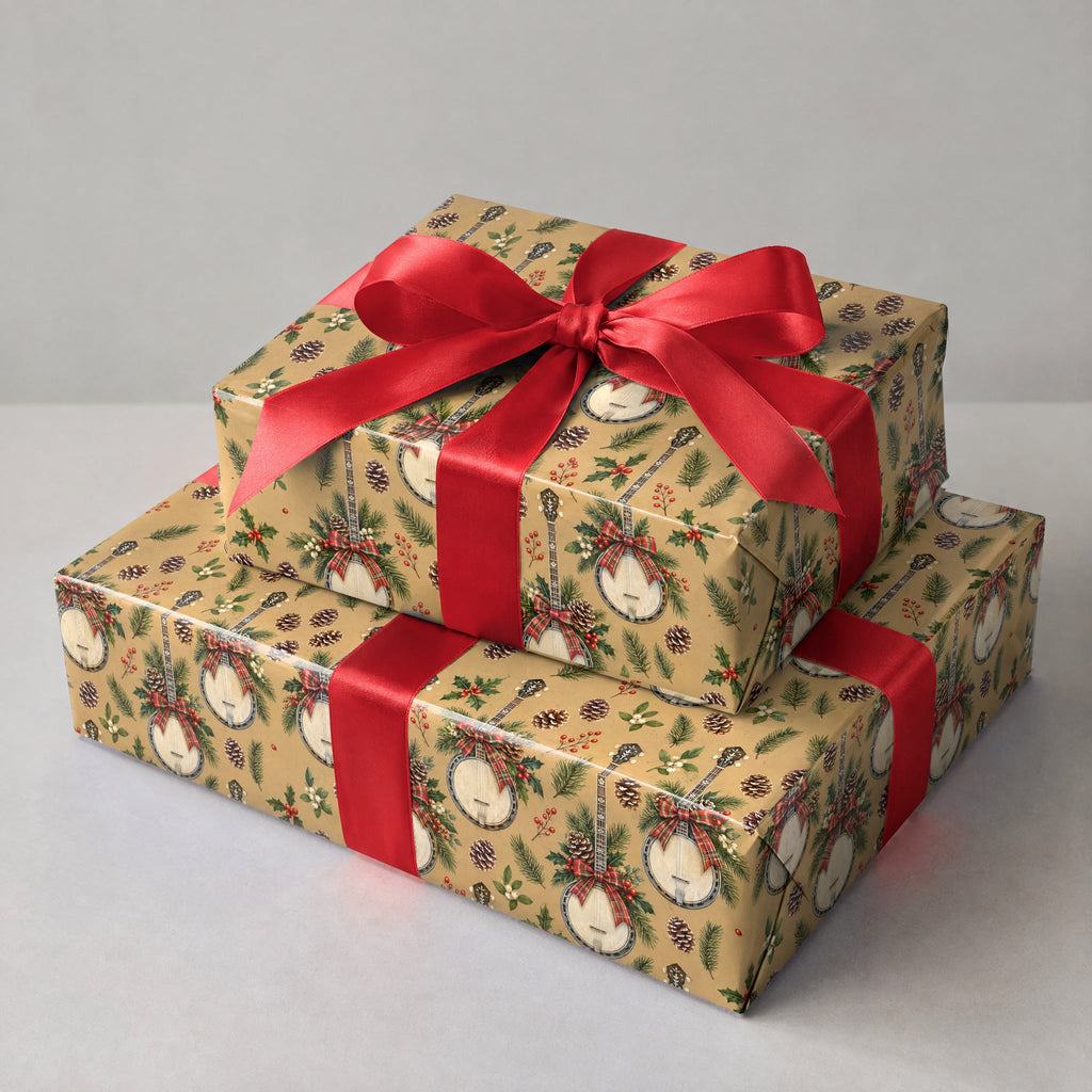 Cabin Banjo Pinecones Wrapping Paper