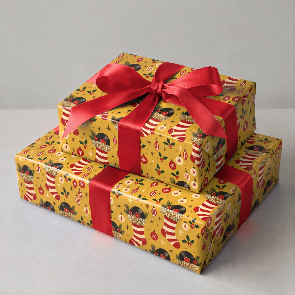 Retro Record Stocking Wrapping Paper
