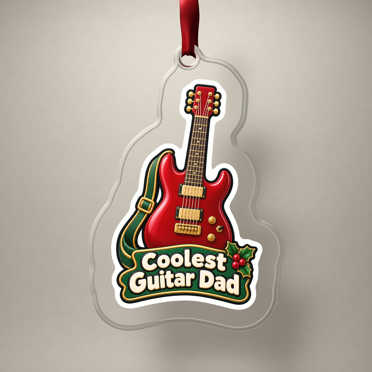 Coolest Guitar Dad Christmas Ornament