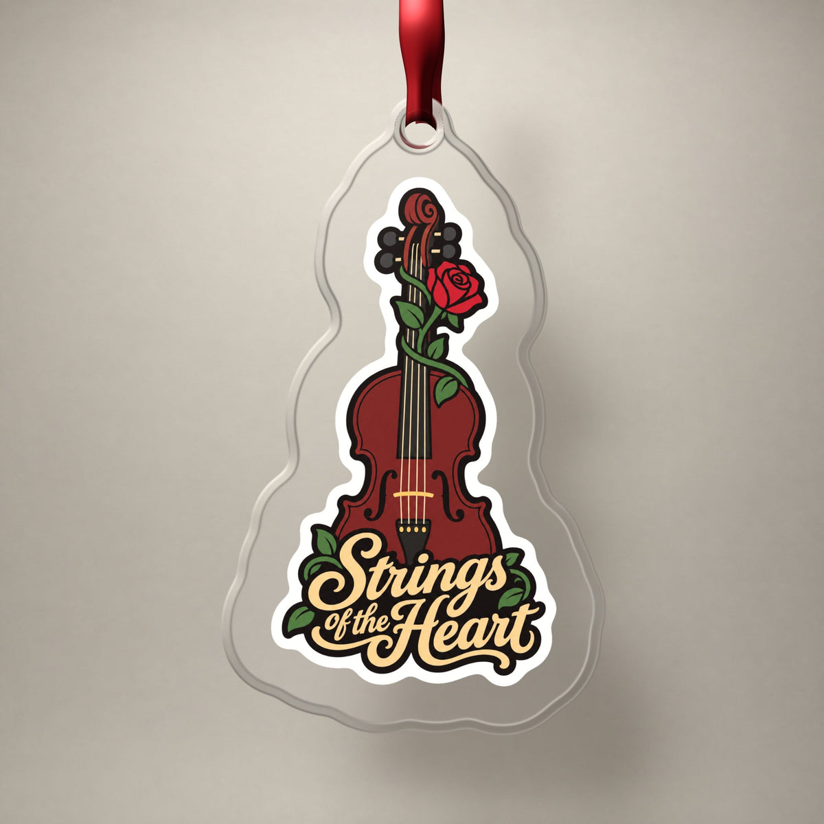 Strings of the Heart Violin Christmas Ornament