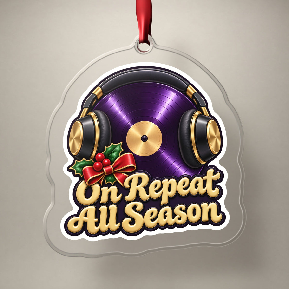 On Repeat Vinyl and Headphones Christmas Ornament