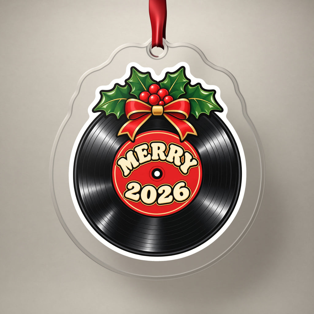Merry 2026 Vinyl Record Christmas Ornament