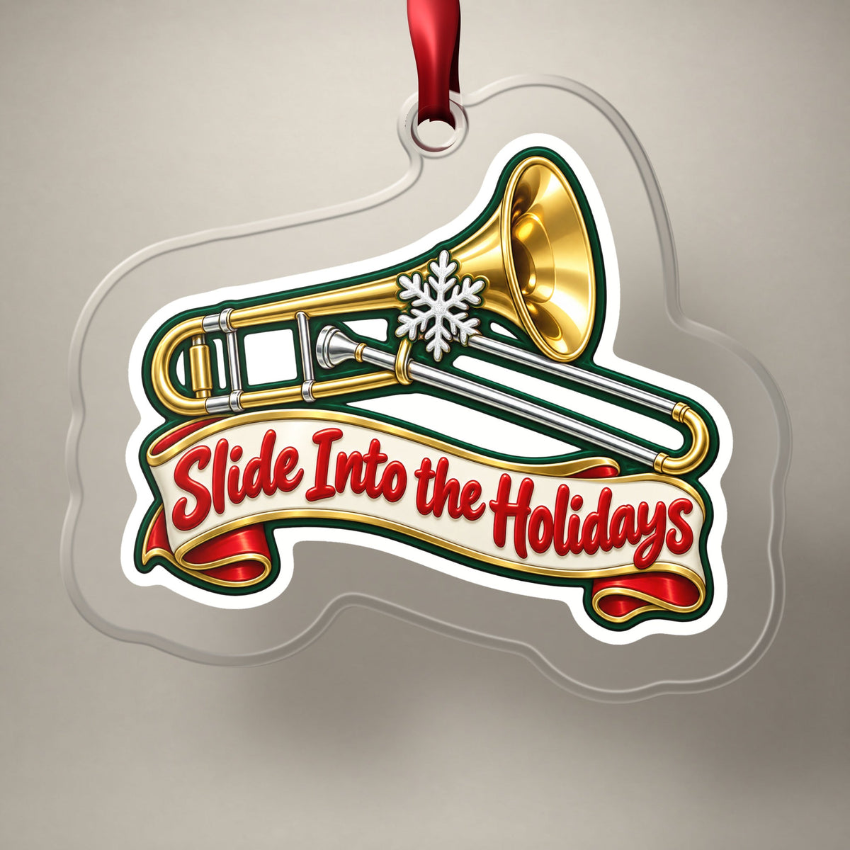 Slide Into the Holidays Trombone Christmas Ornament
