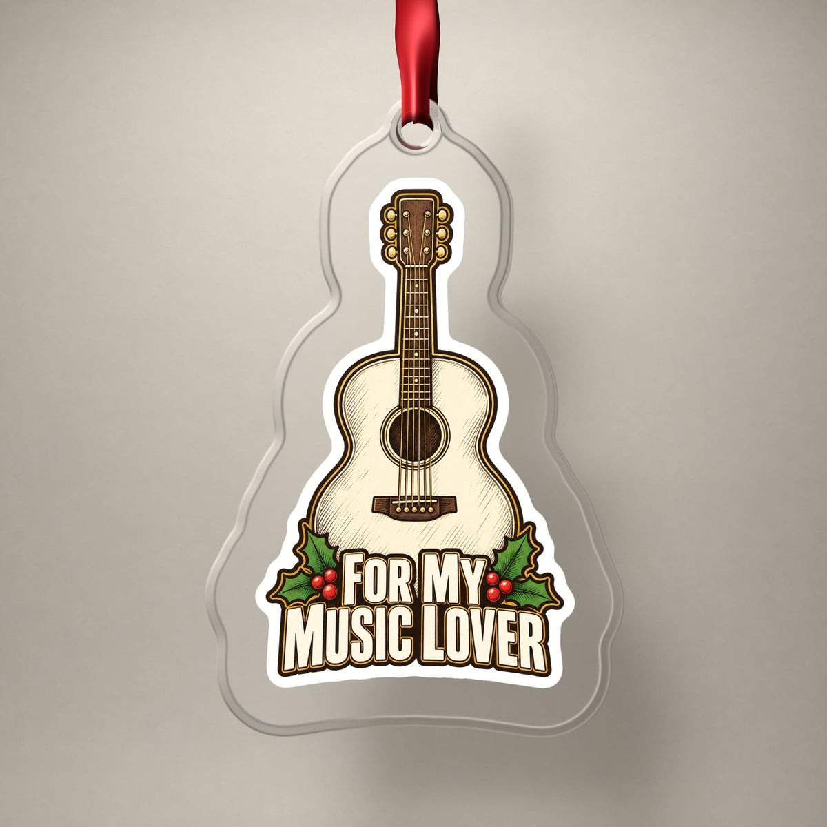 For My Music Lover Acoustic Guitar Christmas Ornament