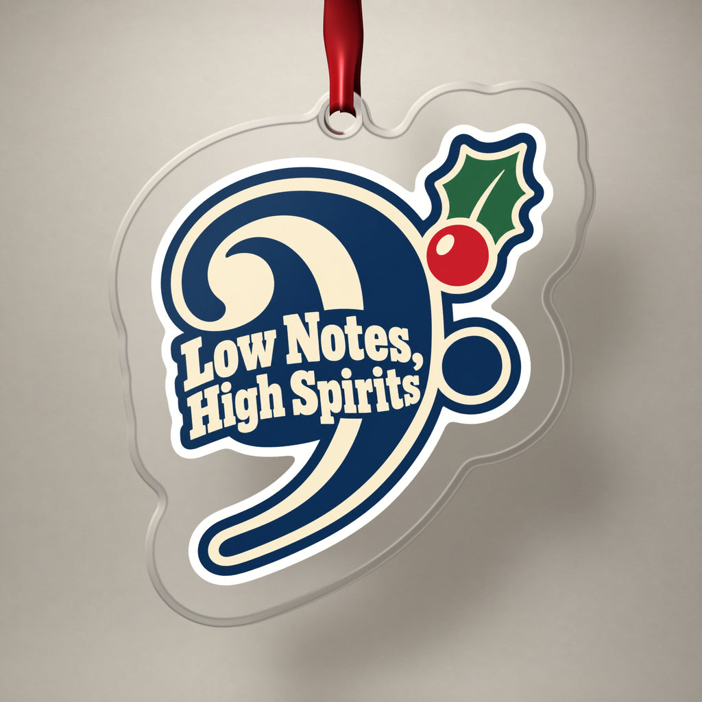 Low Notes, High Spirits Bass Clef Christmas Ornament