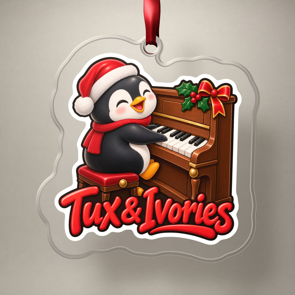 Tux & Ivories Penguin Piano Christmas Ornament