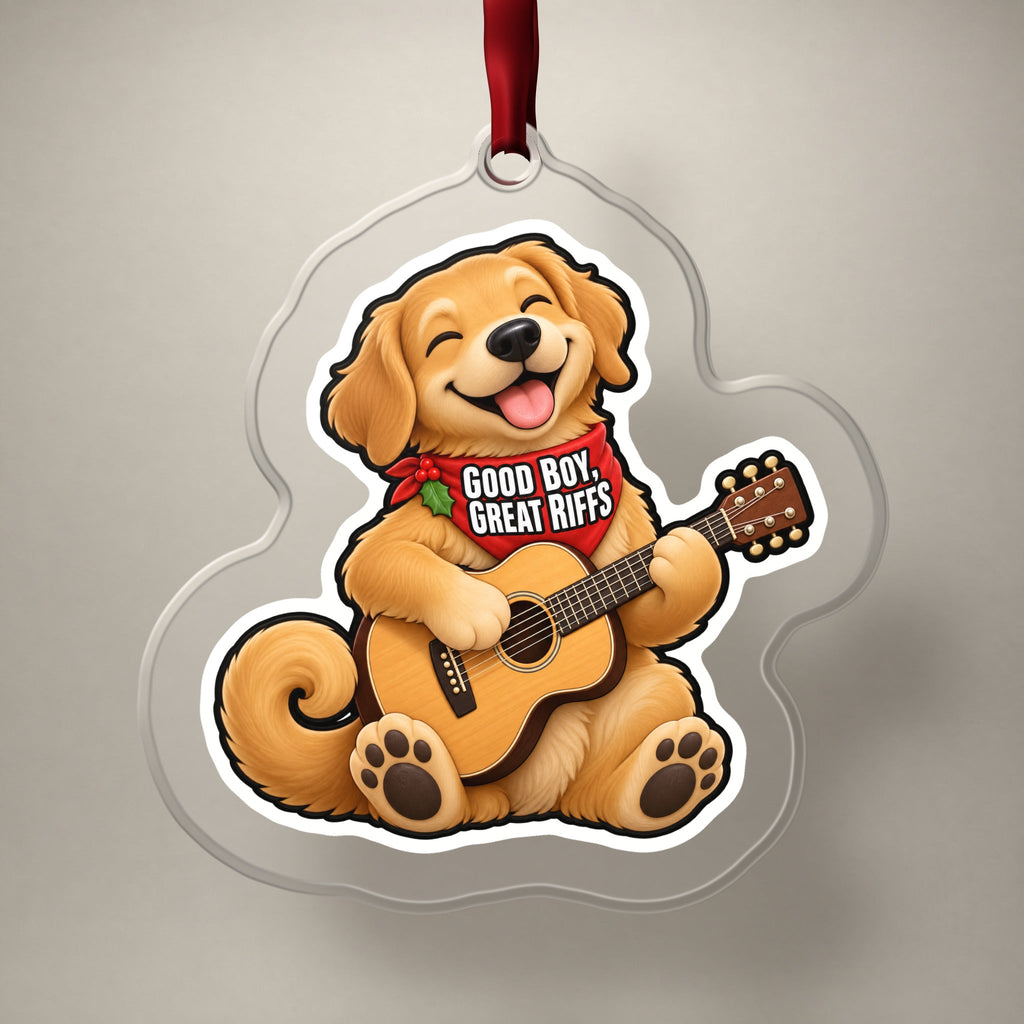 Good Boy, Great Riffs Dog Guitar Christmas Ornament