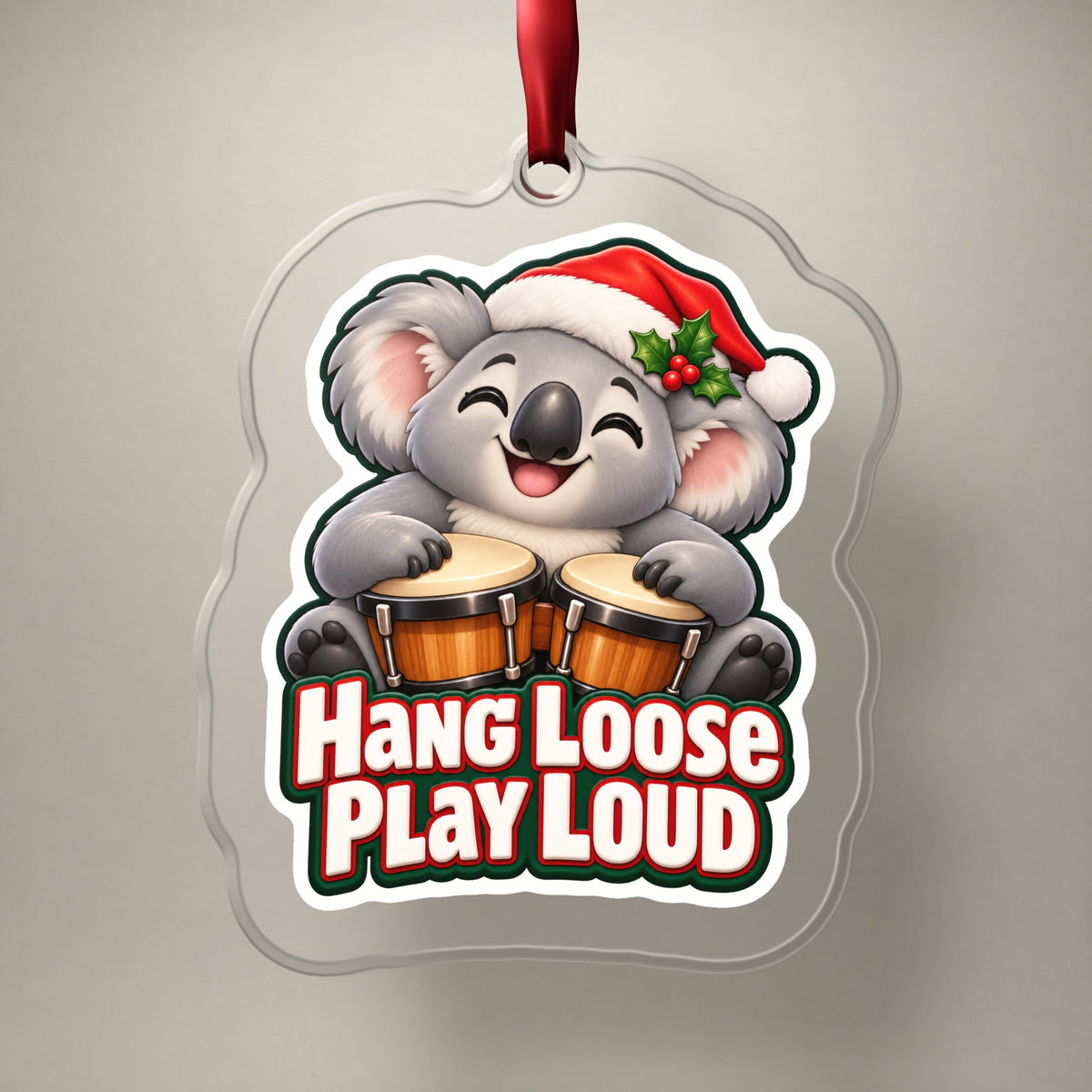 Hang Loose, Play Loud Koala Bongo Christmas Ornament