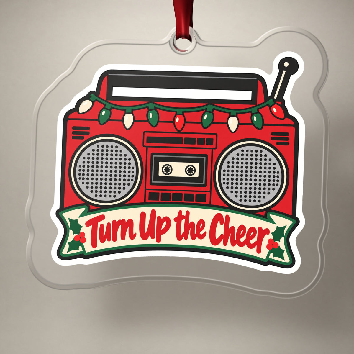 Turn Up the Cheer Boombox Christmas Ornament