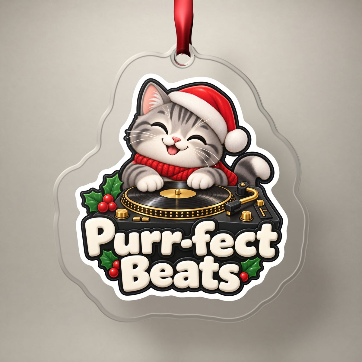 Purr-fect Beats Cat DJ Christmas Ornament