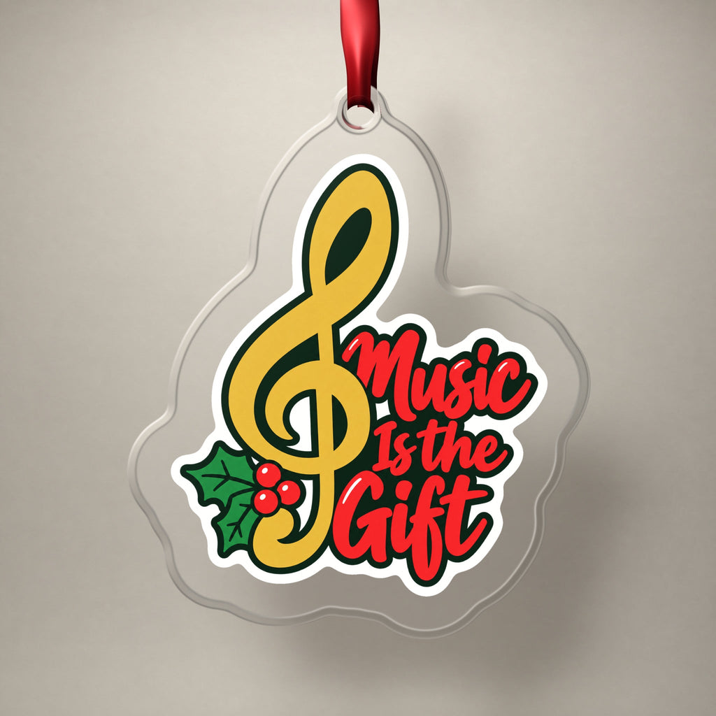 Music Is the Gift Treble Clef Christmas Ornament